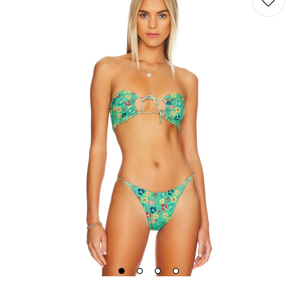 Superdown Alina Bikini Top and Bottoms Green Floral